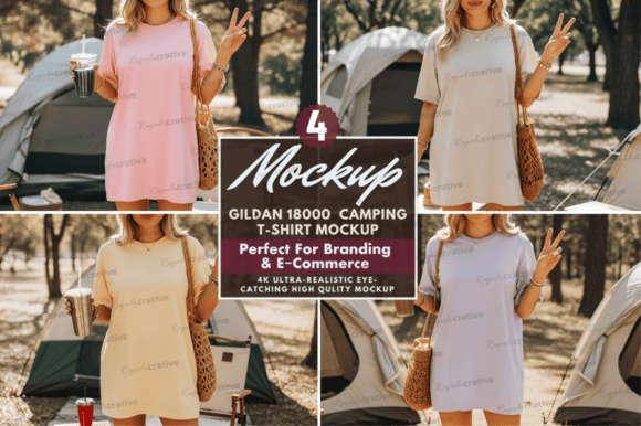Download Camping T‑Shirt Mockup Set Bundle - Bundle Collection