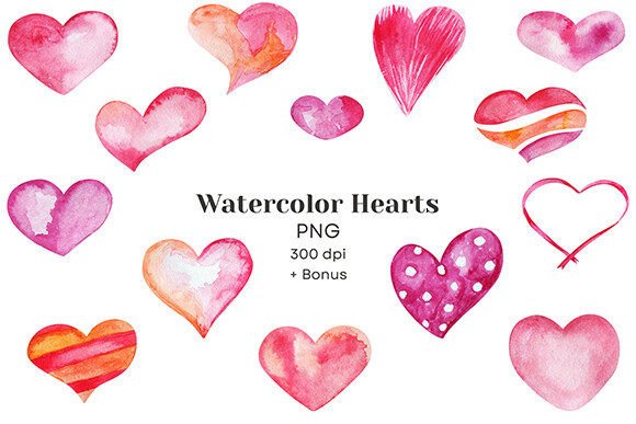 Download Watercolor Hearts Bundle - Bundle Collection