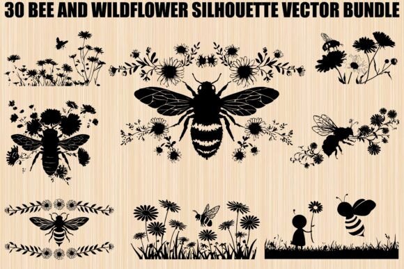 Download Bee and Wildflower SVG Bundle - Bundle Collection