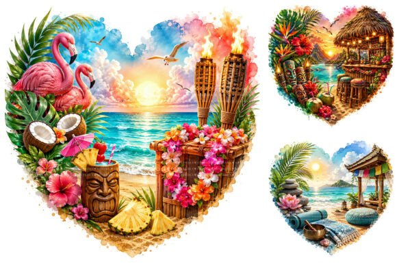Download Tropical Summer Heart Clipart Bundle - Bundle Collection