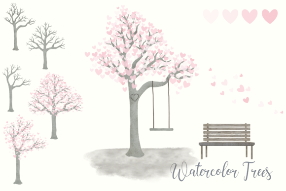 Download Pink Watercolor Heart Tree - Pink watercolor heart Collection