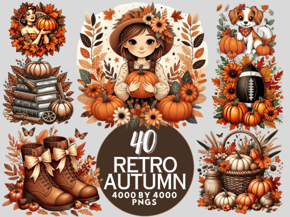 Download 40 Retro Fall PNG Sublimation Bundle - Png sublimation Collection