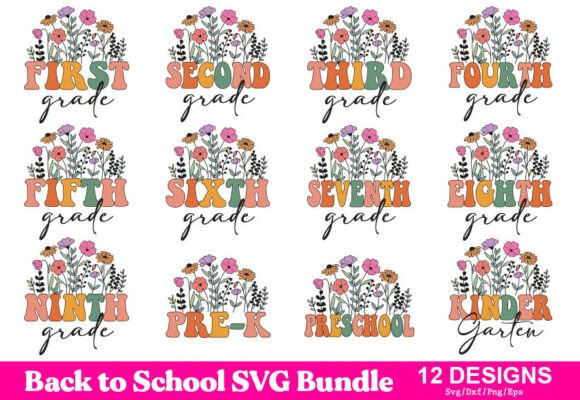 Download Back to School SVG Bundle, Flower Floral - Bundle Collection