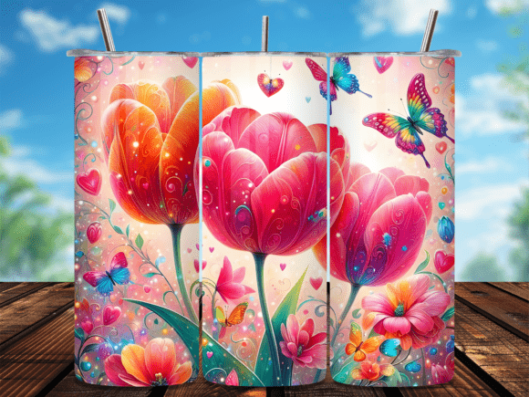 Download Pink Watercolor Heart Tulip Tumbler Wrap - Pink watercolor heart Collection