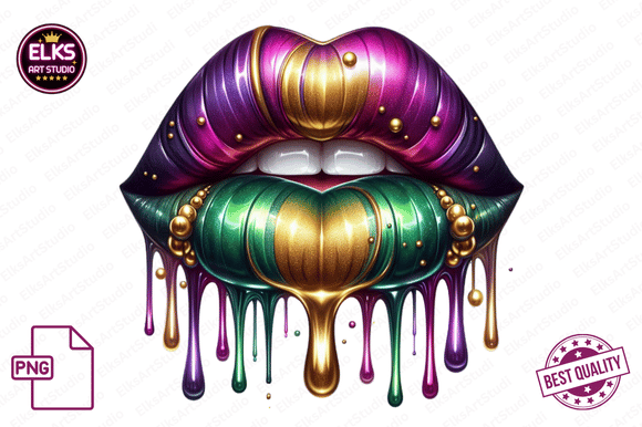Download Mardi Gras Dripping Lips PNG Sublimation - Png sublimation Collection