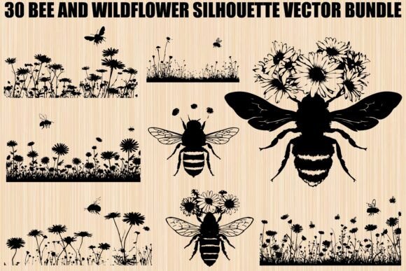 Download Bee and Wildflower SVG Bundle - Bundle Collection