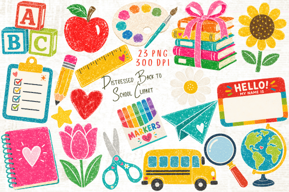Download Distressed Back to School Clipart PNG - Distress Collection