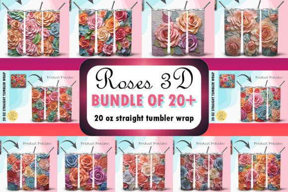 Download Roses 3D Tumbler Wrap Background Bundle - Bundle Collection