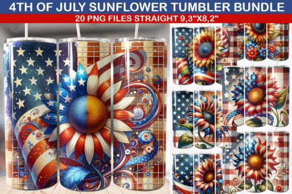 Download 4th of July Sunflowers Tumbler Bundle - Bundle Collection