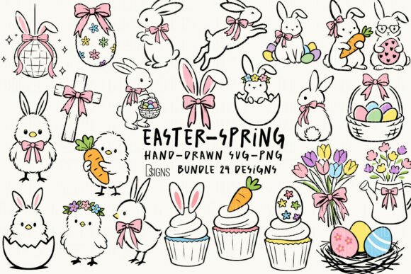 Download Easter Svg Spring Hand-Drawn Bundle Png - Bundle Collection