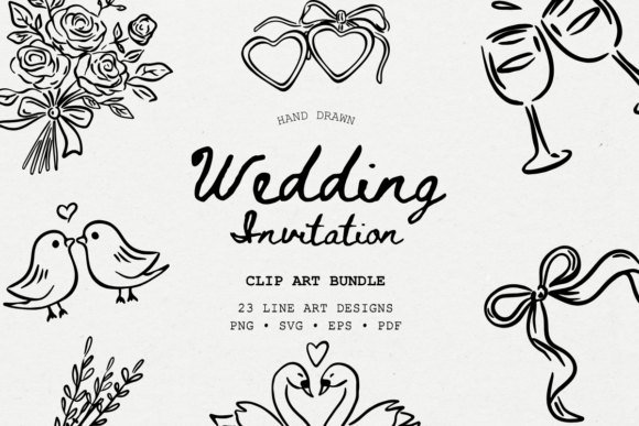 Download Hand Drawn Wedding Clip Art Bundle - Bundle Collection