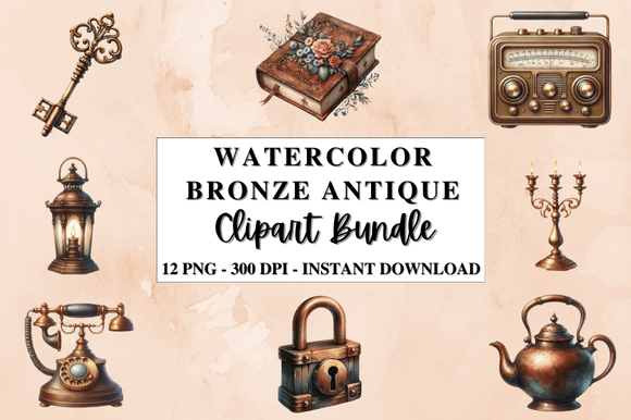 Download Watercolor Bronze Antique Clipart Bundle - Bundle Collection