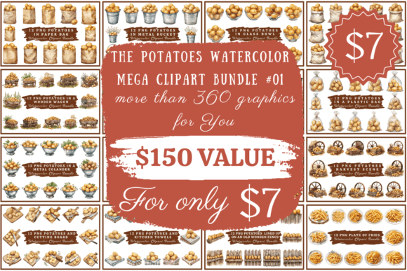 Download Potatoes Watercolor Mega Clipart Bundle - Bundle Collection