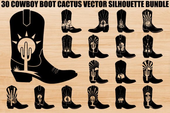 Download Cowboy Boot Cactus Silhouette Bundle - Bundle Collection