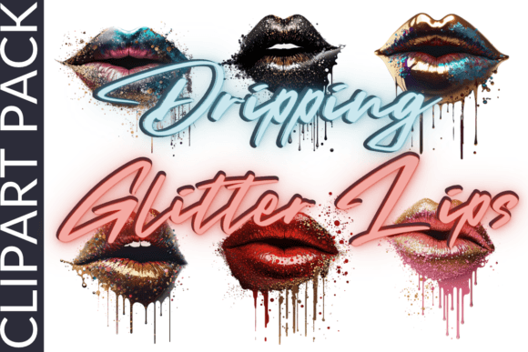 Download Dripping Glitter Lips Sublimation Bundle - Bundle Collection