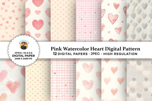 Download Pink Watercolor Heart Digital Patterns - Premium Resources