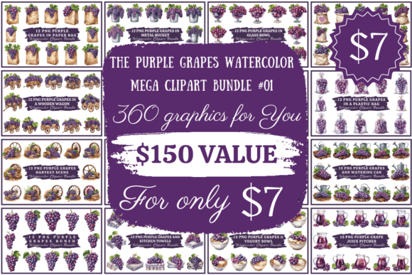 Download The Purple Grapes Watercolor Mega Bundle - Bundle Collection