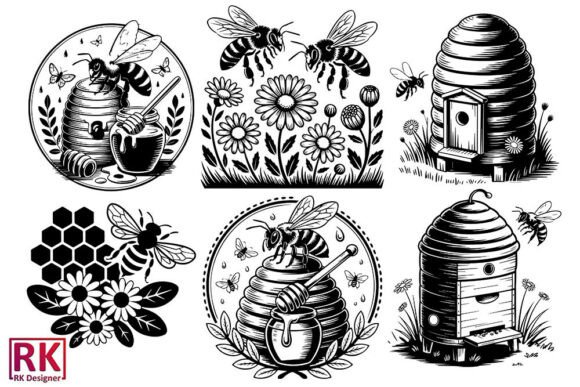 Download Bee with Flowers SVG Bundle - Bundle Collection