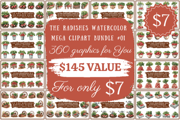 Download Radishes Watercolor Mega Clipart Bundle - Bundle Collection