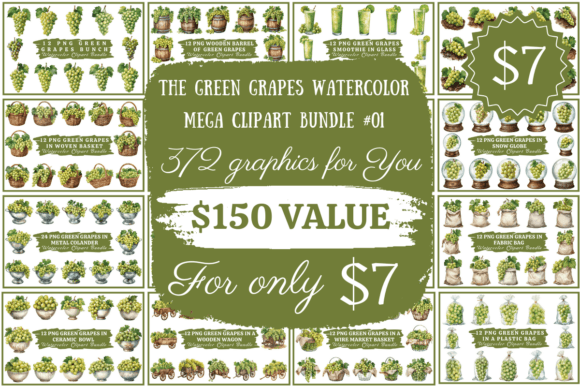 Download The Green Grapes Watercolor Mega Bundle - Bundle Collection