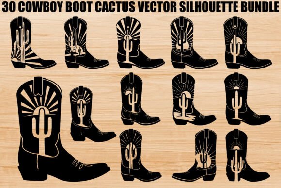 Download Cowboy Boot Cactus Silhouette Bundle - Bundle Collection