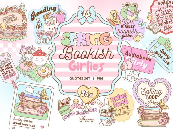 Download Spring Bookish Girlie Pink PNG Bundle - Bundle Collection
