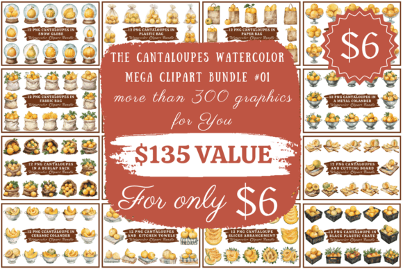 Download The Cantaloupes Watercolor Mega Bundle - Bundle Collection