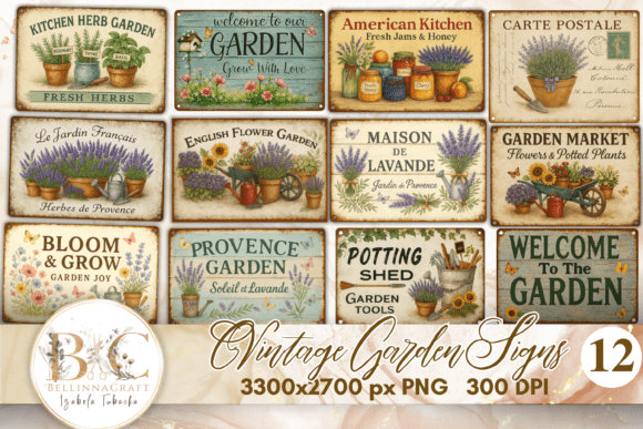 Download Vintage Garden Signs Clipart Bundle - Bundle Collection