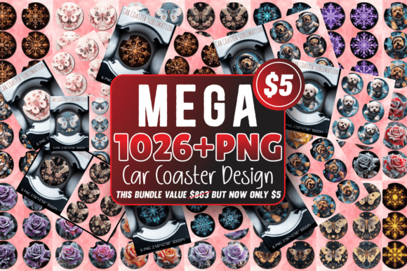 Download Mega Car Coaster Sublimation Design Bundle - Bundle Collection